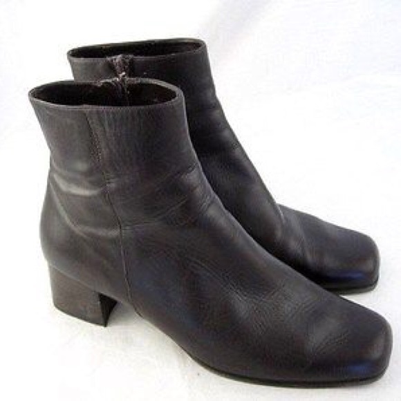 black leather square toe boots